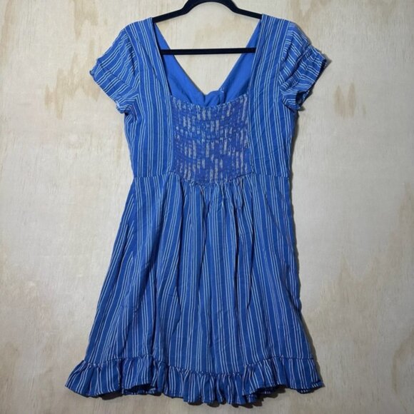 Hollister California Blue White Stripe Stretch Dress Size Large - Picture 7 of 10